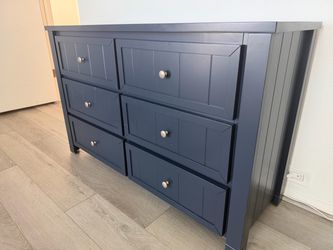 Navy Blue 6-Drawer Wood Dresser with night stands