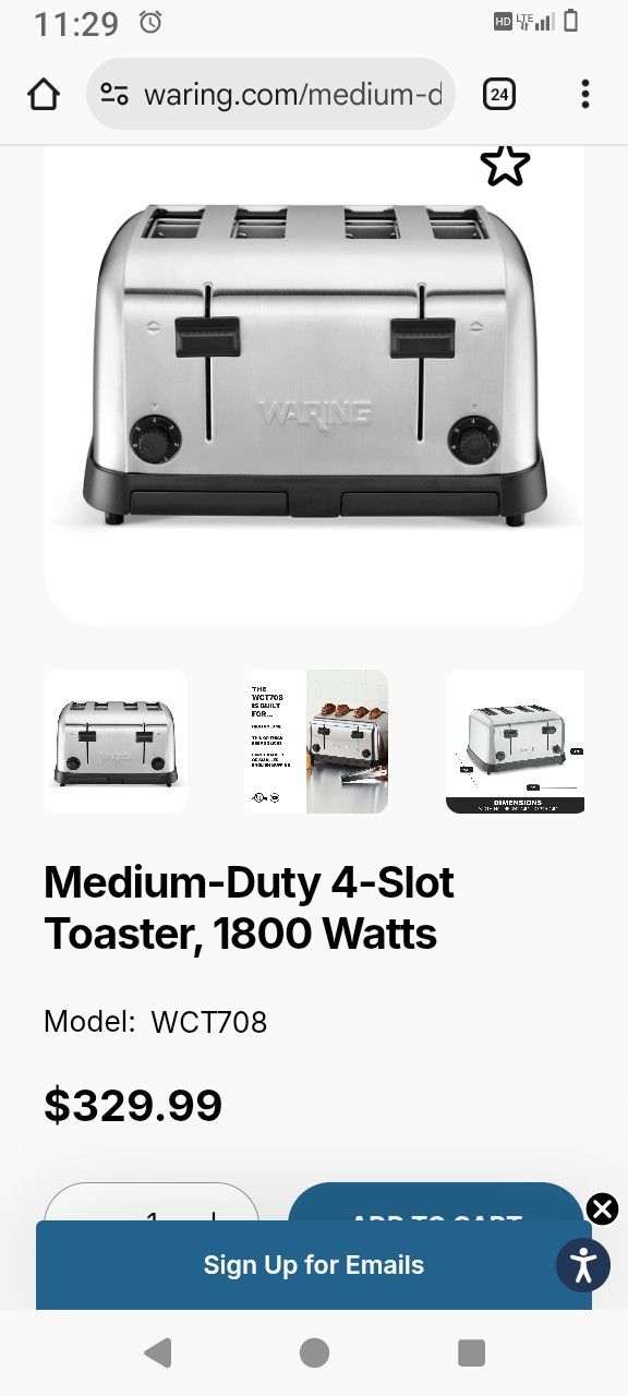 Waring 4 Slice Commercial TOASTER
