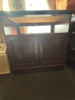 Dark Wood TV Stand with Cabinet Doors
