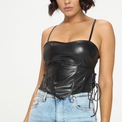 Faux Leather Top