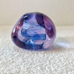 Caithness Scotland “ Pebble” Art Glass Abstract Paperweight/Acid Etched And Hand Numbered 