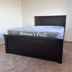 Queen Solid Wood Bed With Mattress $540