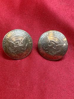 Pair of handcrafted coin earrings made from 90%  1964 Dollar Coins