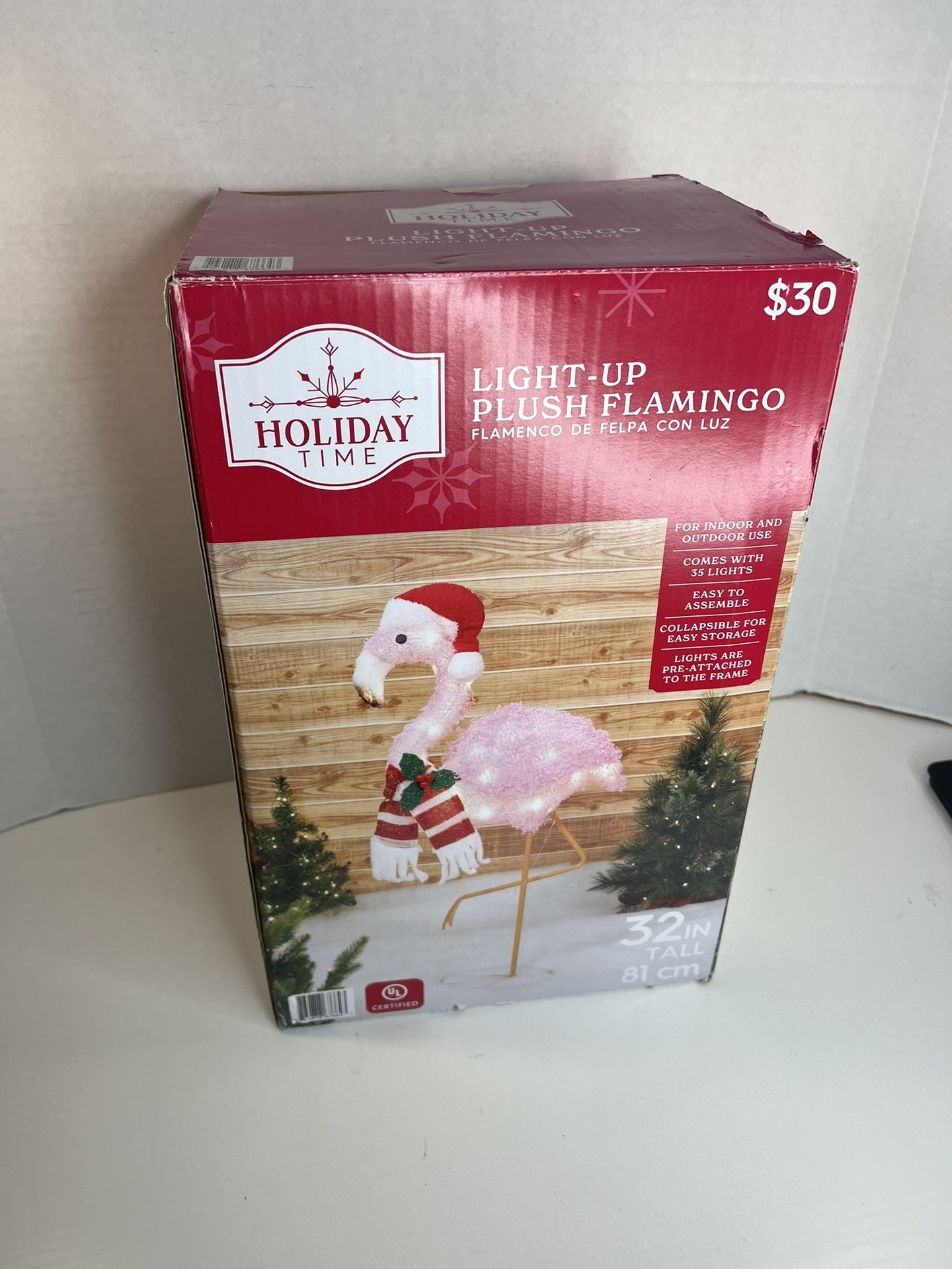Holiday Time Pink Light Up Plush Flamingo 32in