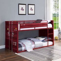 CARGO INDUSTRIAL TWIN SIZE BUNK BED FRAME BUNKBED LITERA RED