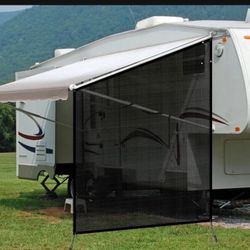 NAIMORUI RV Awning Side Shade, 9'X7' RV Awning Side Shade Screen, Camper Sunshade Complete Kits Motorhome Trailer UV Blocker, Black