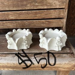 White Plaster Flower Pot Holders