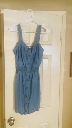 Light Blue Denim Button-Front Mini Dress