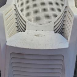 8 White  Plastic chairs