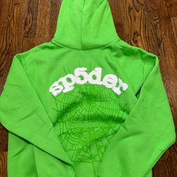 Sp5der Hoodie Lime Green Size M
