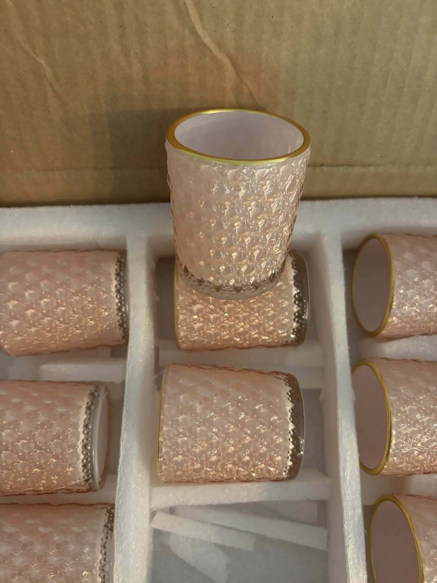 Pink And Peach Gold Candle Votives 