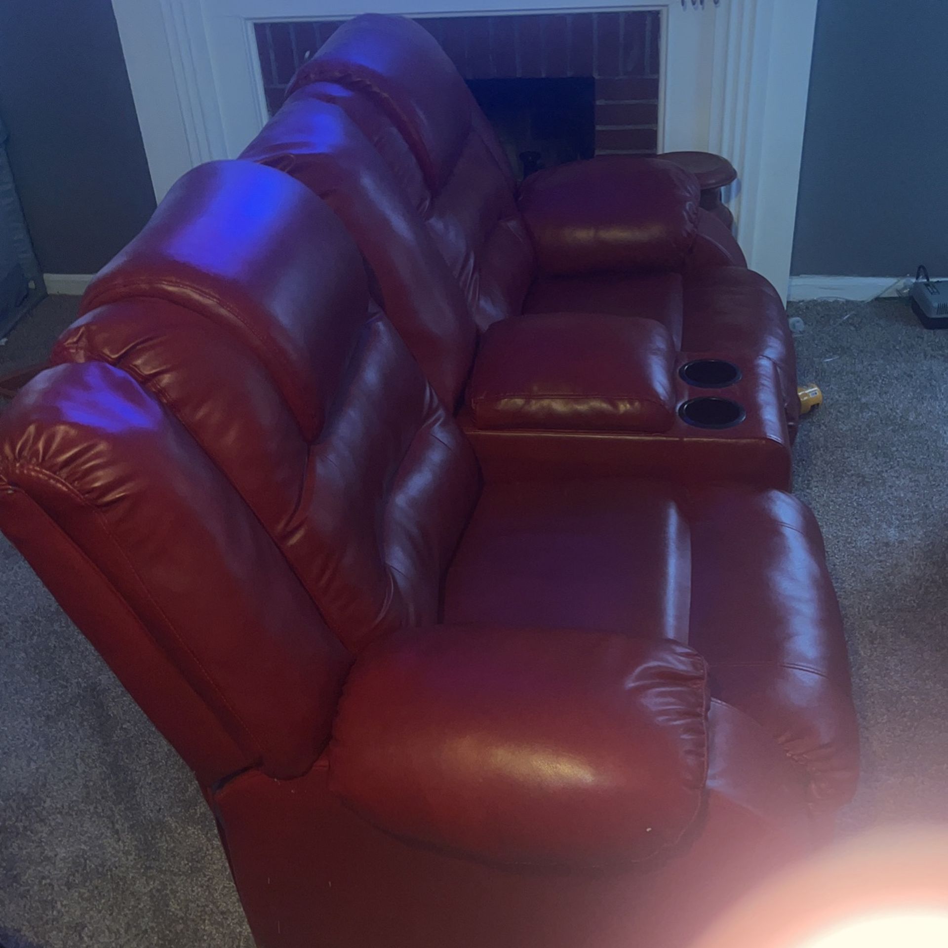 Red double loveseat 