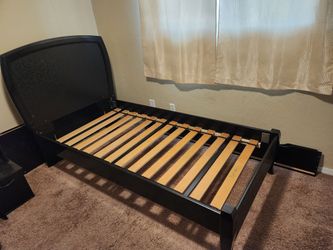 Black Twin Bed with Decorative Scroll Design =$150 OBO
