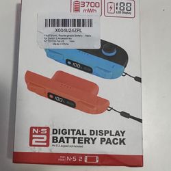 Battery Pack for Nintendo Switch 2 for Joycon, 3700mWh Magnetic Battery with LED Digital Display, Enlarged SR/SL Button, Charger for Switch 2 Controll