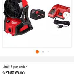 Milwaukee Battery Operated Fan 