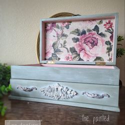 Shabby Chic Refinished Floral Jewelry Box