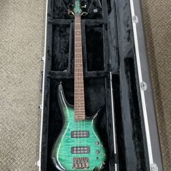 Ibanez SR400LEQM Quilted Maple Transparent Emerald Green 4 String Bass Guitar 