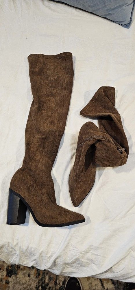  Block Heel Brown Boots