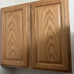 2 Wood Cabinets 
