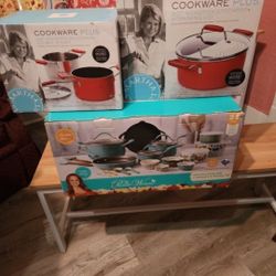 Pioneer Woman Pots Pan Set And Martha Stewart Pots  Bundle