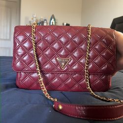Red Leather Guess Purse 