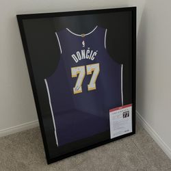 Luka Dončić Signed Lakers Authentic Jersey #77 – Framed w/ PSA COA 