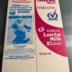 Buffalo Sabres Don Edwards Old Flat Milk Carton 