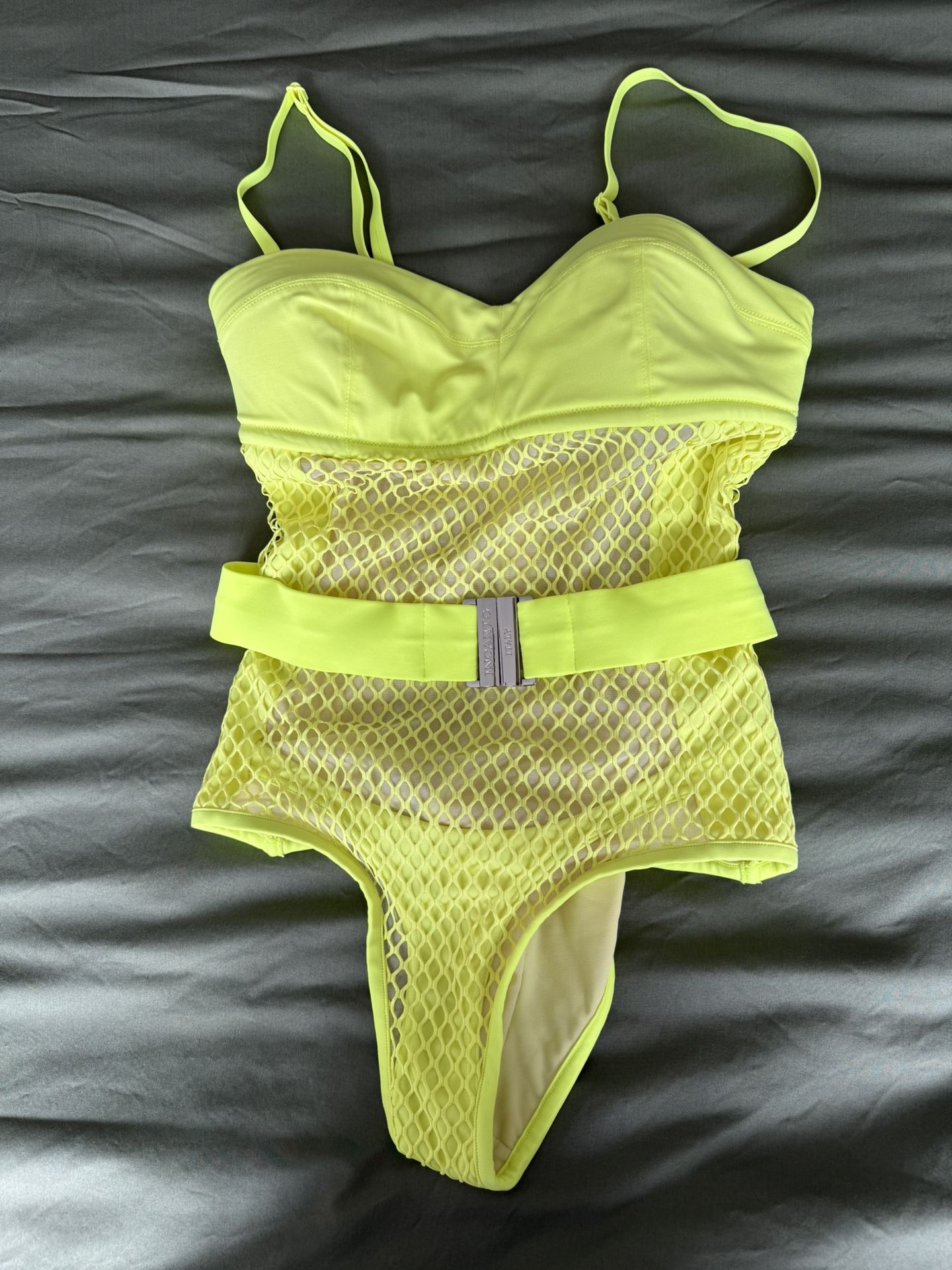 Neon Yellow One-Piece Swimsuit (Size XS)