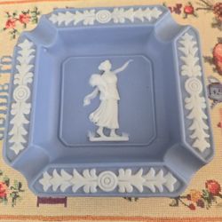 Vintage Blue Ashtray Japan Relief Dish