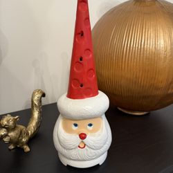 Vintage Santa Clause Ceramic Long Hat 13” Christmas Decorations Figure Handmade