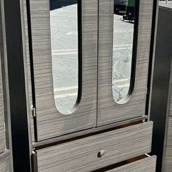 Tall Grey Closet With Mirrors