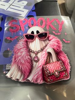 Spooky Ghost  tshirt print  Pink  pumkin
