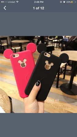 Colorful Cartoon Fluorescent Cute EAR micky case For iPhone 6s Plus And 7plus Pink Breanew