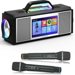 Brand New Smart Karaoke Machine for Adults, with Lyrics Display, 2 Wireless Microphones, 480W Bluetooth Speaker for Party, Portable Karaoke System wit