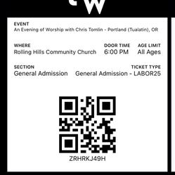 Chris Tomlin Tickets For Tonight Both $100