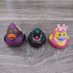 Purple Bandit, Wooden Mallard, Princess Rubber Duckies 