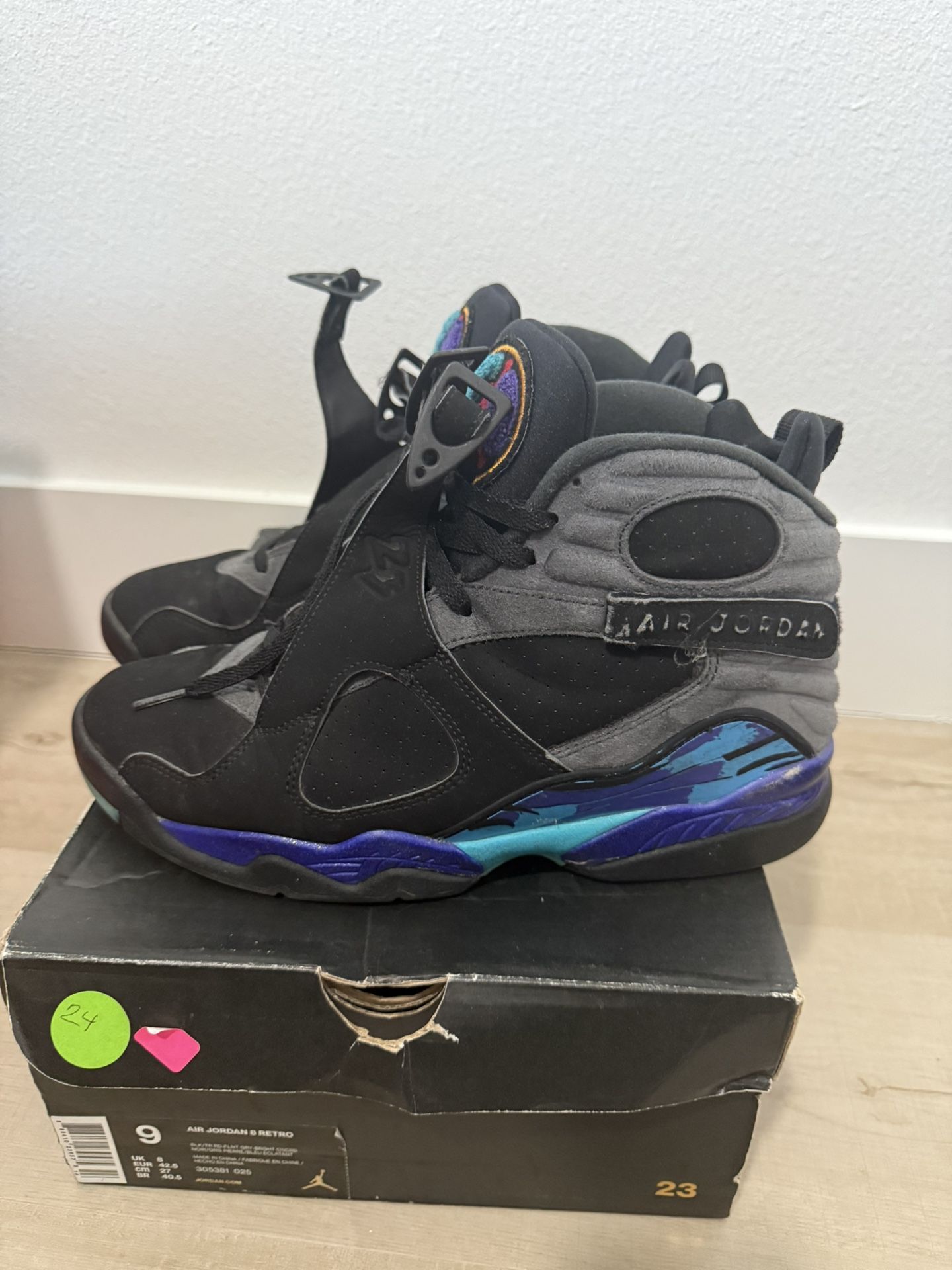Air Jordan 8 Retro Aqua 2015 Sz 9