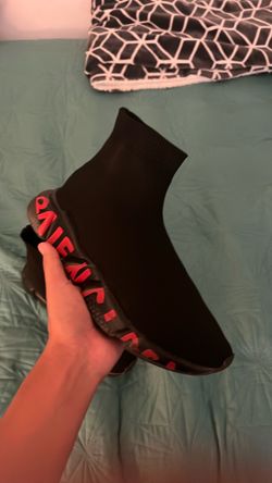 Red Balenciaga speed 1.0 graffiti