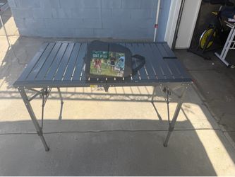Ozark Trail Folding Aluminum Camping Table – Portable Roll Top Camp Table w/ Carry Bag