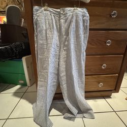 Ellie Tahari Linen Wide Striped Pants Size 10