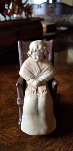 Ceramic Grandma On Rocking Chair Vintage
