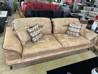 Beige Faux Leather Sofa