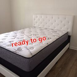 New Full Size White Bed With Promo Mattress And Box Spring Including Free Delivery