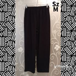WOMENS BLACK TEXTURED COMFY CASUAL PANTS SIZE M 
