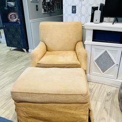 Oversized Yellow Club Chair With Ottoman