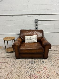 Pottery Barn Turner Leather Grand Armchair (Delivery Available)