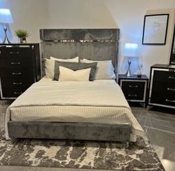 GREY BED ποΈ Tall Headboard / Corduroy Design