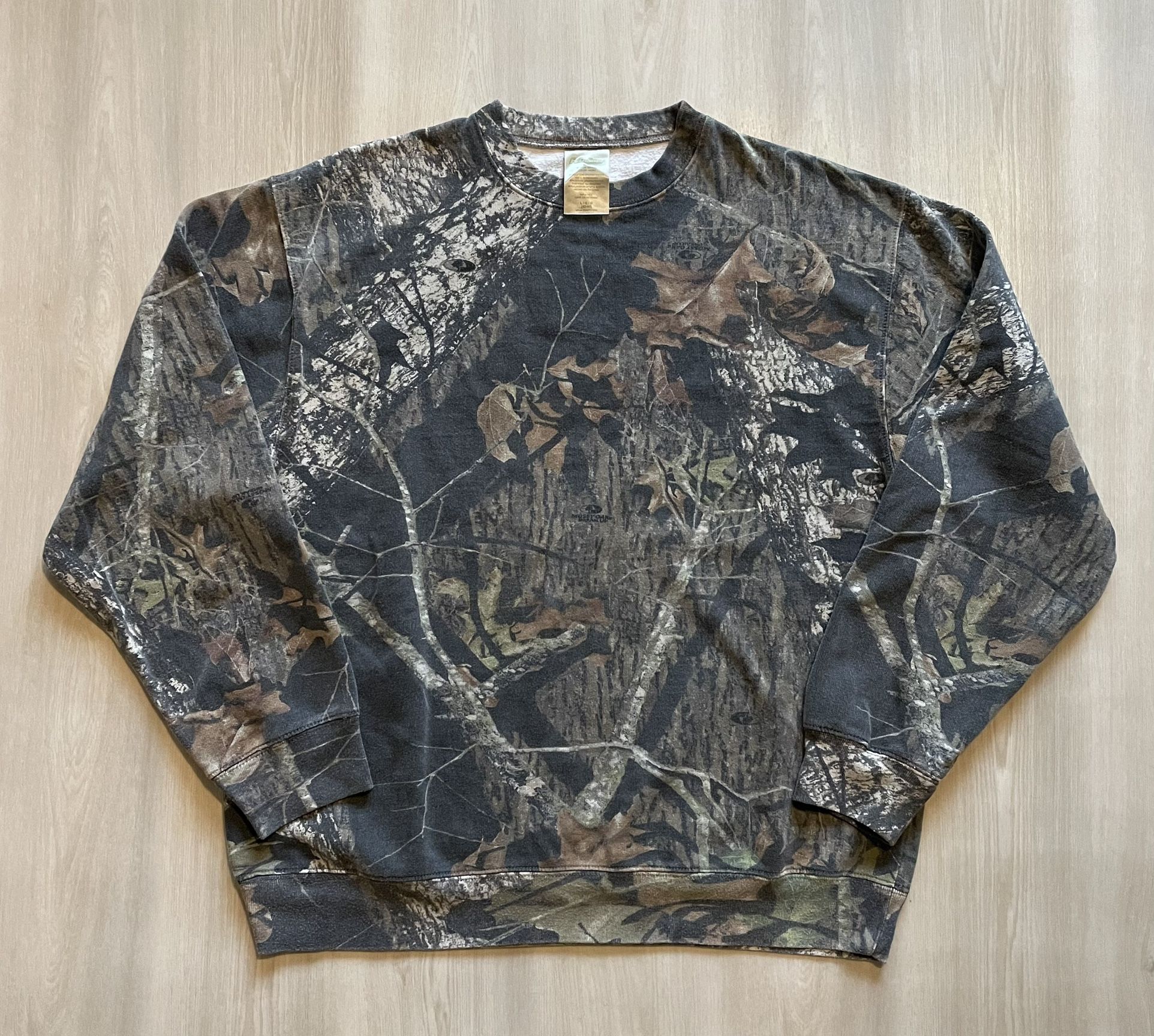 VTG Mossy Oak Sweatshirt Break Up Camo Crewneck Pullover Field Staff Sz Large