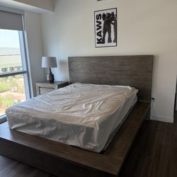 Modern Rustic Bedroom Set – Includes Bed Frame, Tall Dresser, Nightstand, Mattress & Box Spring