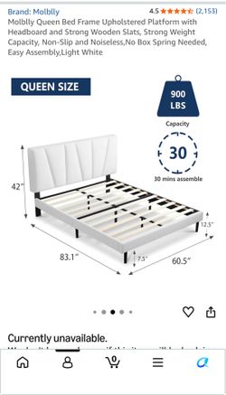 Queen White Upholstered Bedframe